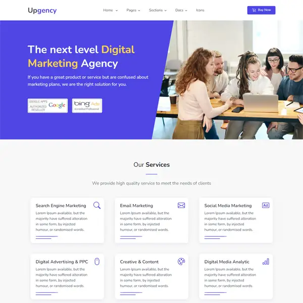 Bootstrap template marketing agency